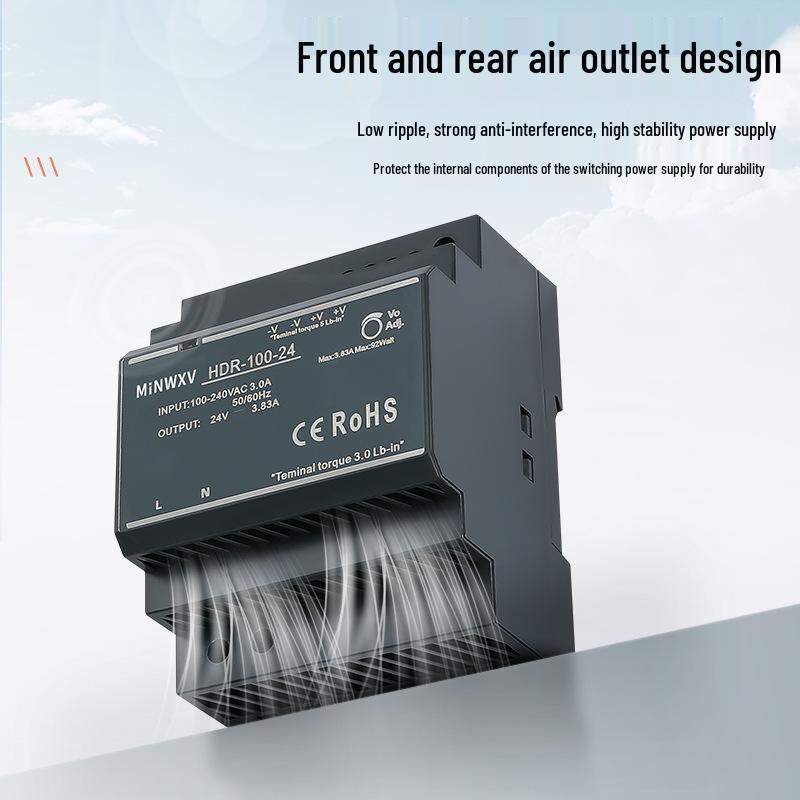 HDR 100W DIN Rail Power Supply, 12V/24V DC, 220V AC to DC Converter