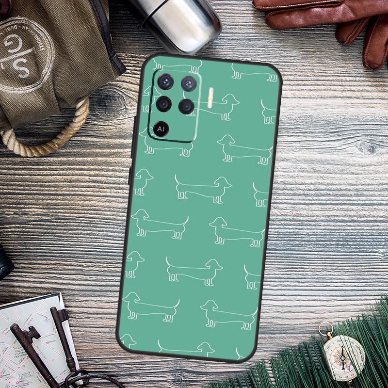 Cute Dachshund Sausage Dog Case For OPPO A78 A98 A58 A15 A17 A77 A5 A9 A53 A96 A76 A16 A54 A74 A94 A52 A72 A79 A57S
