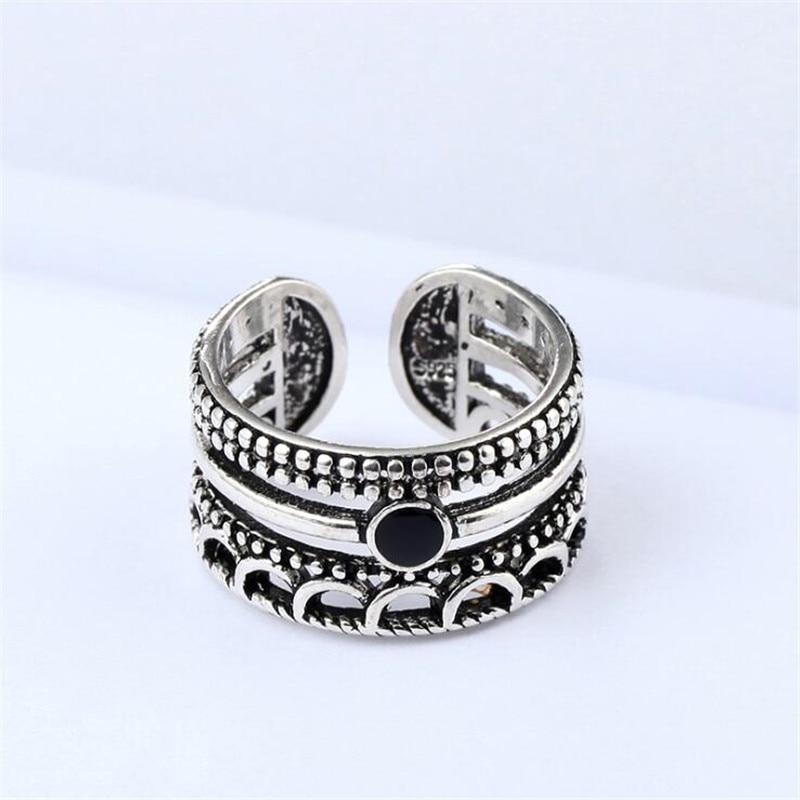 New Temperament Multi -Layer Wavy Flower Line 925 Sterling Silver Jewelry Personality Twist Epoxy Exquisite Opening Rings Sr520