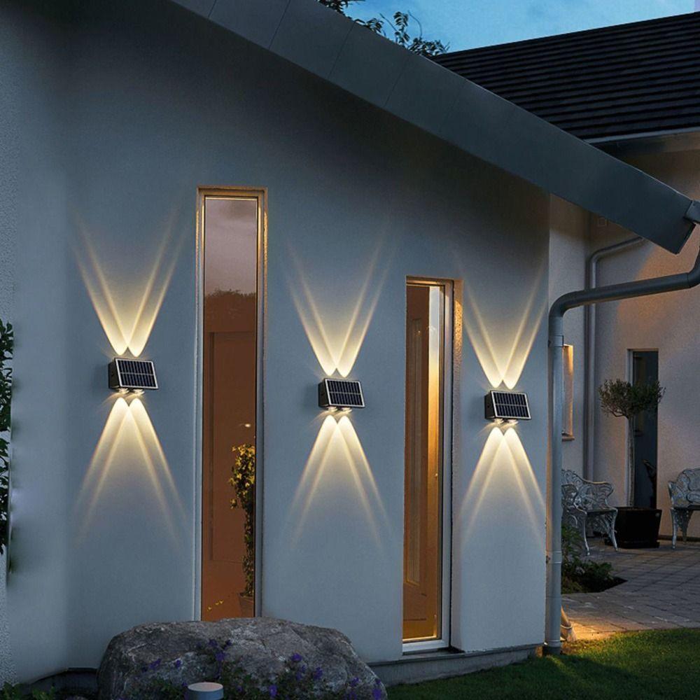 Warm/White/RGB Lights Solar Wall Lamp Up and Down Fence Solar Lamp 4/6/8 LED Solar Light  House