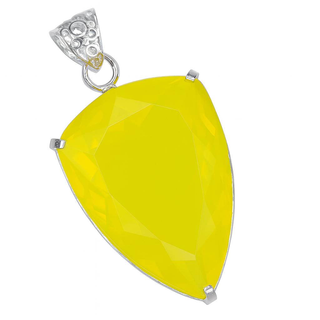 

Yellow Opal 76.2 Ct CERTIFIED 925 Sterling Silver A Grade Fancy Gemstone Pendant AI-88-NS 32.4 mm Approx. жовтий