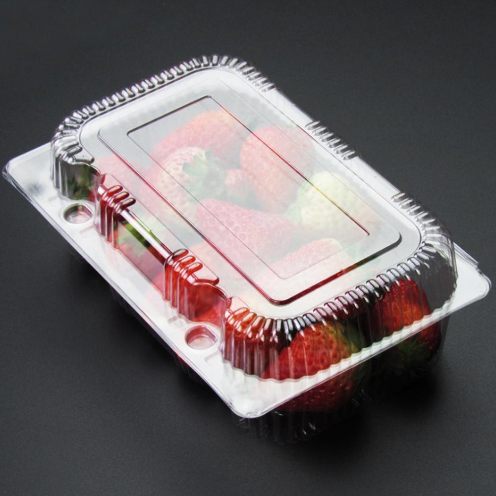 25 PCS Disposable Plastic Hinged Loaf Container Food Fruit Storage Box