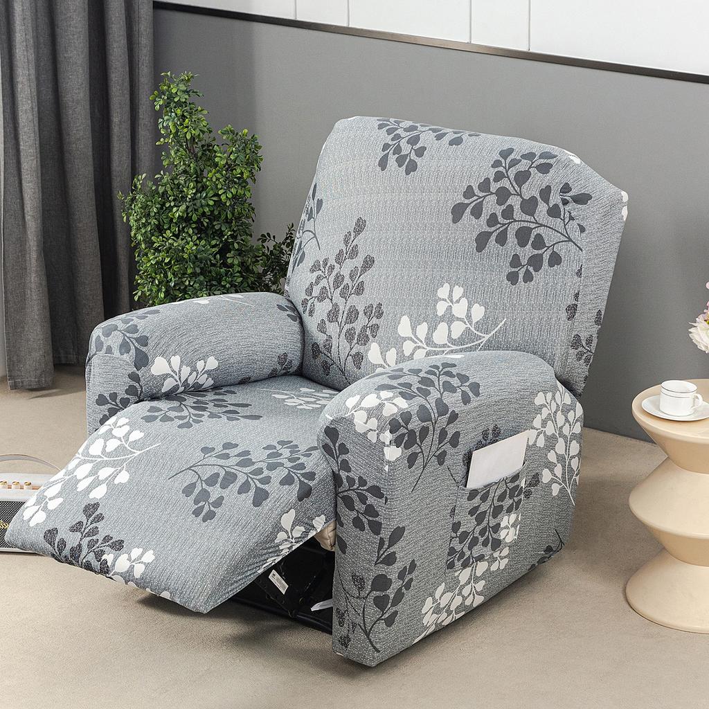 Stretch Recliner Chair Cover 4-Pieces Soft Recliner Chair Slipcover 1-Seater Sofa Couch Protector Home Decor Washable