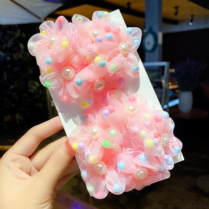 2pcs/Set Big Fluffy Chiffon Hair Flower Clips For Kids Hair Accessories Fabric Flowers Clip For Kids Headbands