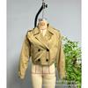 ZA Womens Double-Breasted Short Trench Coat Jacket Casual Elegant Outerwear Daily Commute