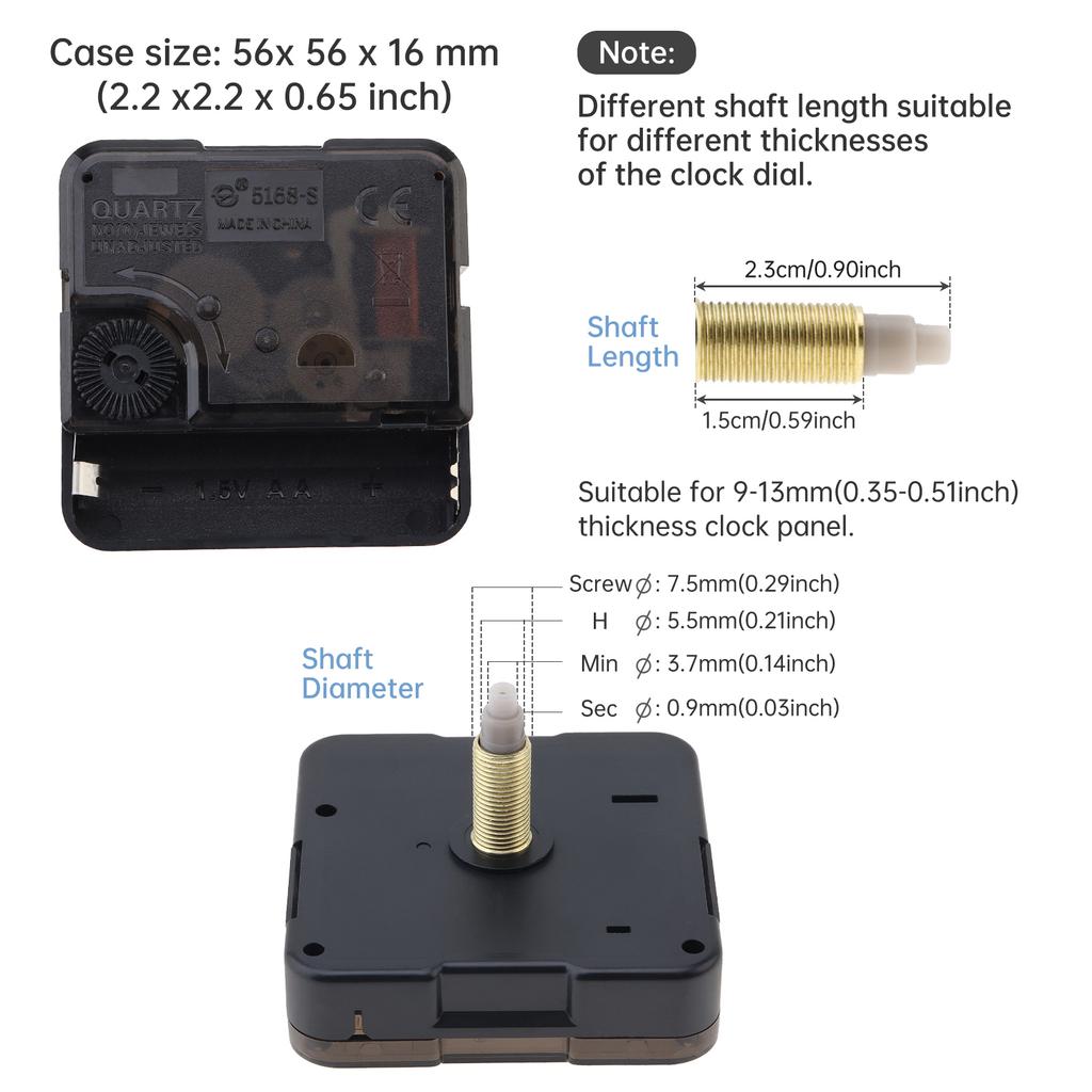 Wall Clock Movement Mechanism Clock with Hands Silent Sweeping Second Movement