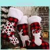 Creative Red And Black Checkered Christmas Stockings With Snowflakes And Reindeer For Festive Holiday Decor