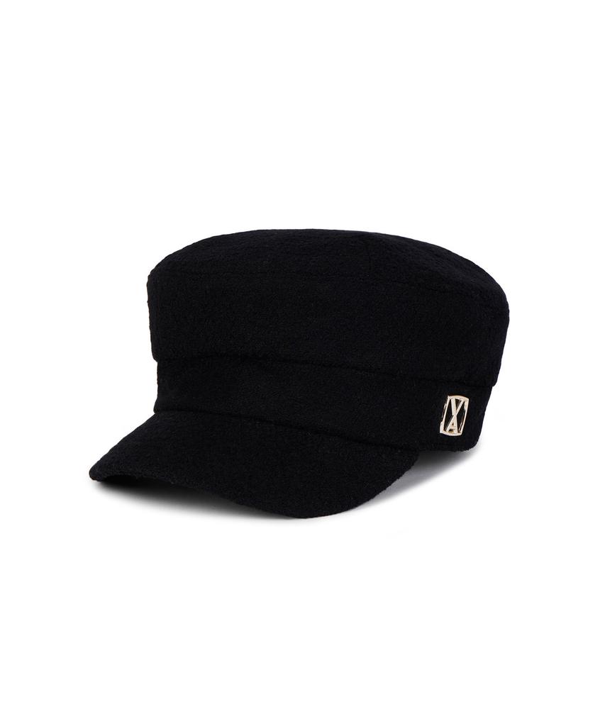Bajal Va Square Studded Wool Sailor Cap Black