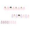 French Almond Glitter Bow Nails - Short Wearable Polka Dot Art Tips with Rhinestones