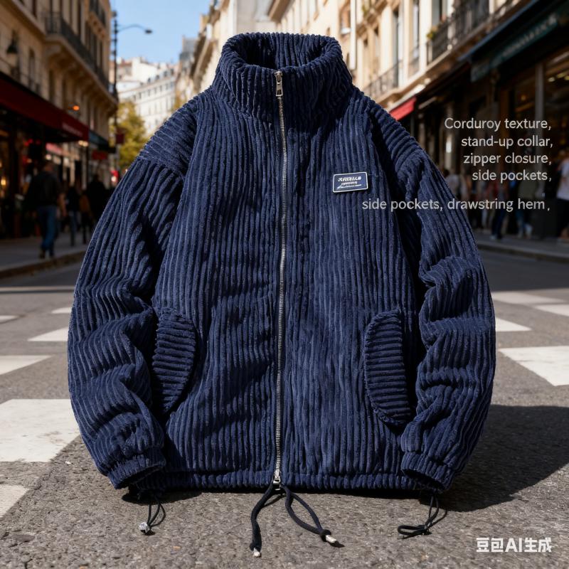 Veste épaisse rembourrée en duvet coton velours côtelé coton rembourrée mode masculine haut de gamme veste d'hiver cool veste rembourrée coton