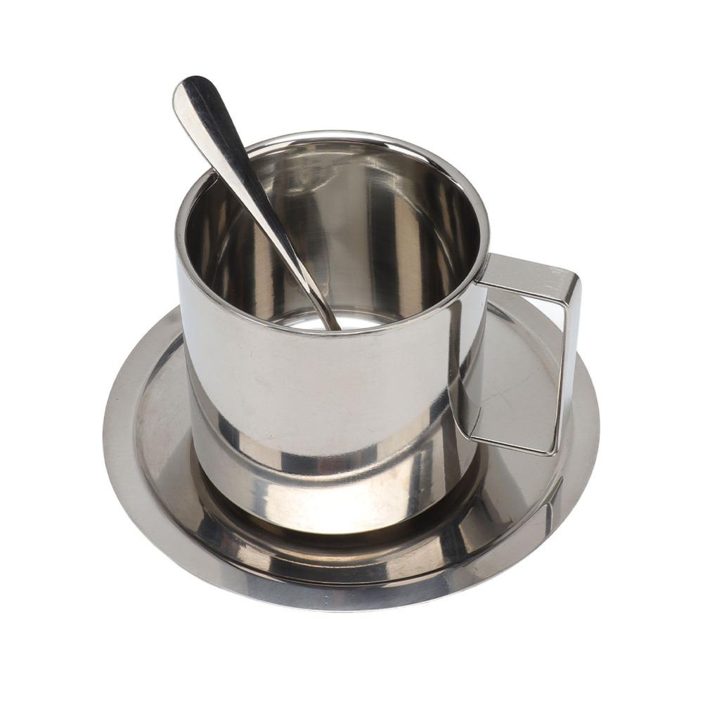 Double Walled Stainless Steel Coffee Cup 200ml Capacity Tea Cup Modern Double Walled Cup  Cafe
