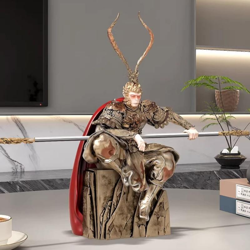Statua di Sun Wukong, Scultura Mitologica Cinese del 'Re Scimmia', Decorazione Zen per la Casa e Punto Focale del Soggiorno, Statuetta di Ispirazione Buddista