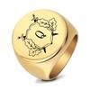 22MM Circular Retro Laser Double Sword Leaf Letter Titanium Steel Ring Stainless Steel Fashion Jewelry