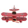 Iron Airplane Model Red Vintage Biplane Handicraft for Home Decoration Cafe Ornament