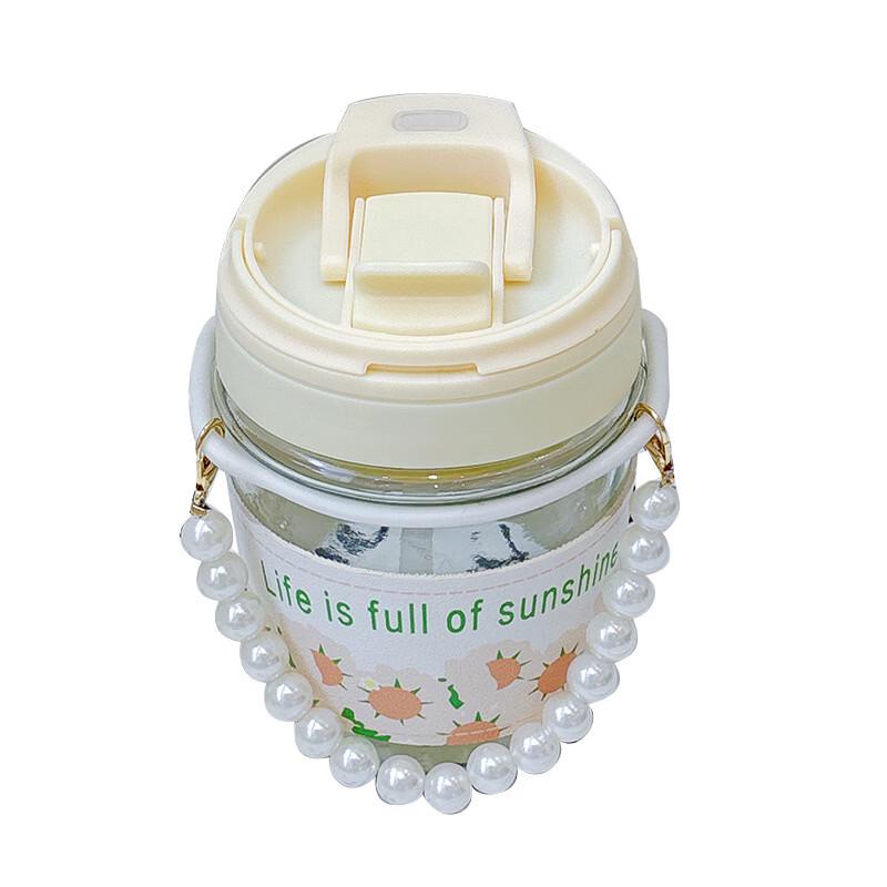 OLOEY Ins Style Pearl Double-Drink Glass Cup Set