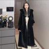 Autumn and Winter New Medium and Long Imitation Mink Fur Coat Thickened with Hat Fur Coat Women's Fashion