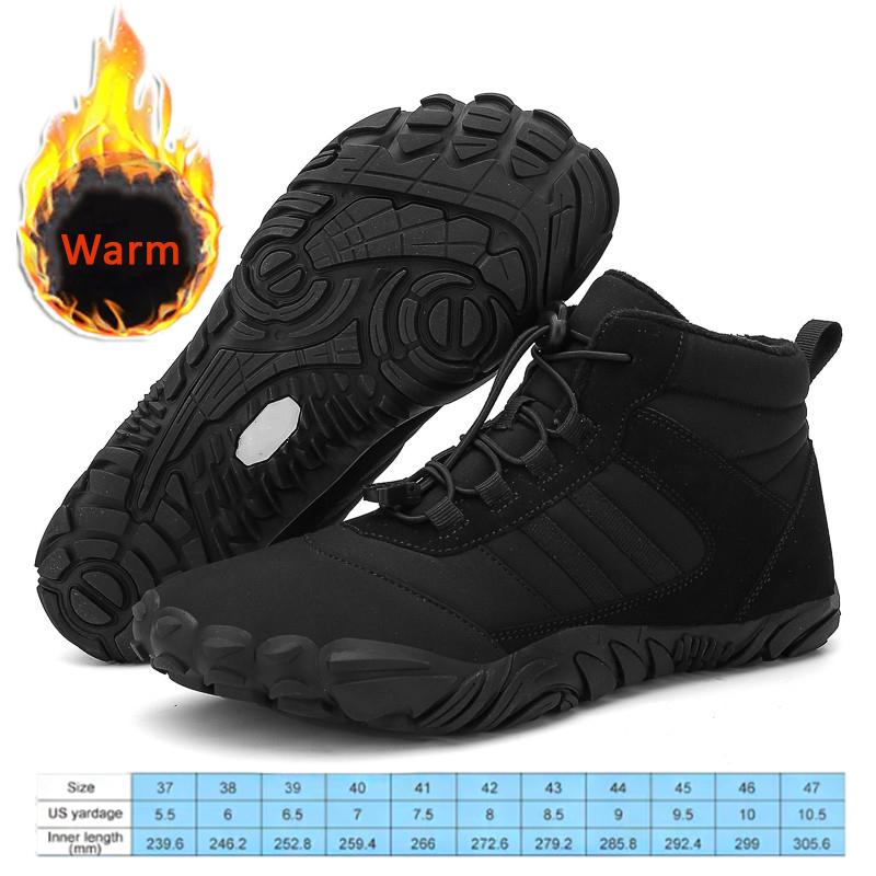 Nieuwe Winterlaarsjes Heren Sneeuw BareFoot Casual Schoenen Outdoor Werkschoenen Dames Warme Bont Heren Enkellaarsjes Heren Sneeuwlaarzen Grote Maat 47
