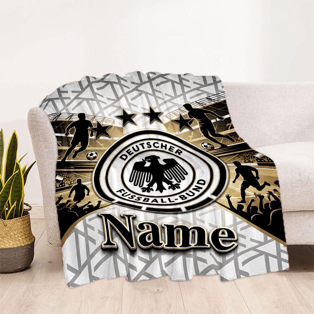 German Football Crest Personalized Text Blanket Lightweight Customizable Blanket Comfortable Throw For Sofa Office Chair Bedding Home Decor