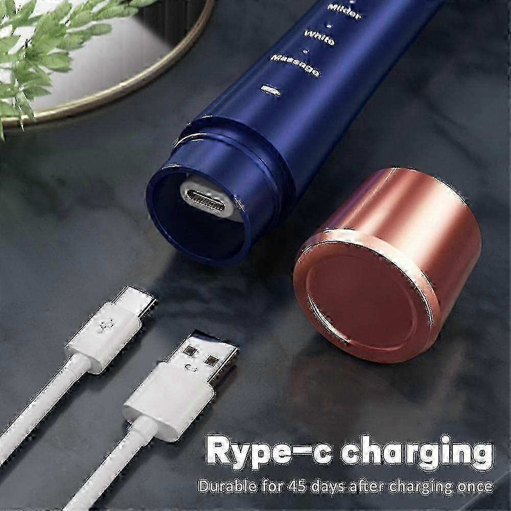 Smart Electric Toothbrush For Adults, Usb Rechargeable Sonic Toothbrush With 6 Brush Heads, 5 Modes,gifts