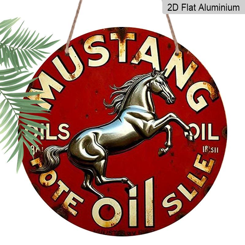 

2D Flat, 1pc Mustang Oil Vintage Wall Decor Aluminum Sign for Yard, Garden, Kitchen, Bar, Room, Bedroom, Outdoor, Road, Garage, Club, Cafe 1pc