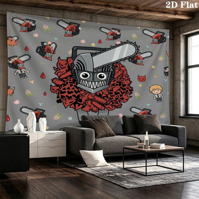 Chainsaw Man Wall Tapestry Aesthetic Wall Hanging Printed Fabric Blanket Decorative Tapestries For Bedroom Living Room Home Decor