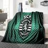Sporting football Crest Flannel Blanket, Soft Polyester, Modern Design, All-Season for Camping, Travel, Gifts for holidays or birthdays