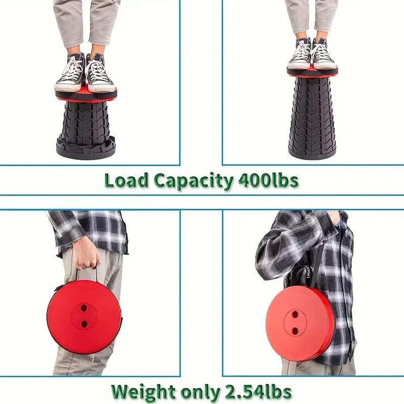 1pc Round Folding Desk New Collapsible Portable Picnic Seat Lightweight Outdoor Camping Chair Retractable Travel Folding Desk