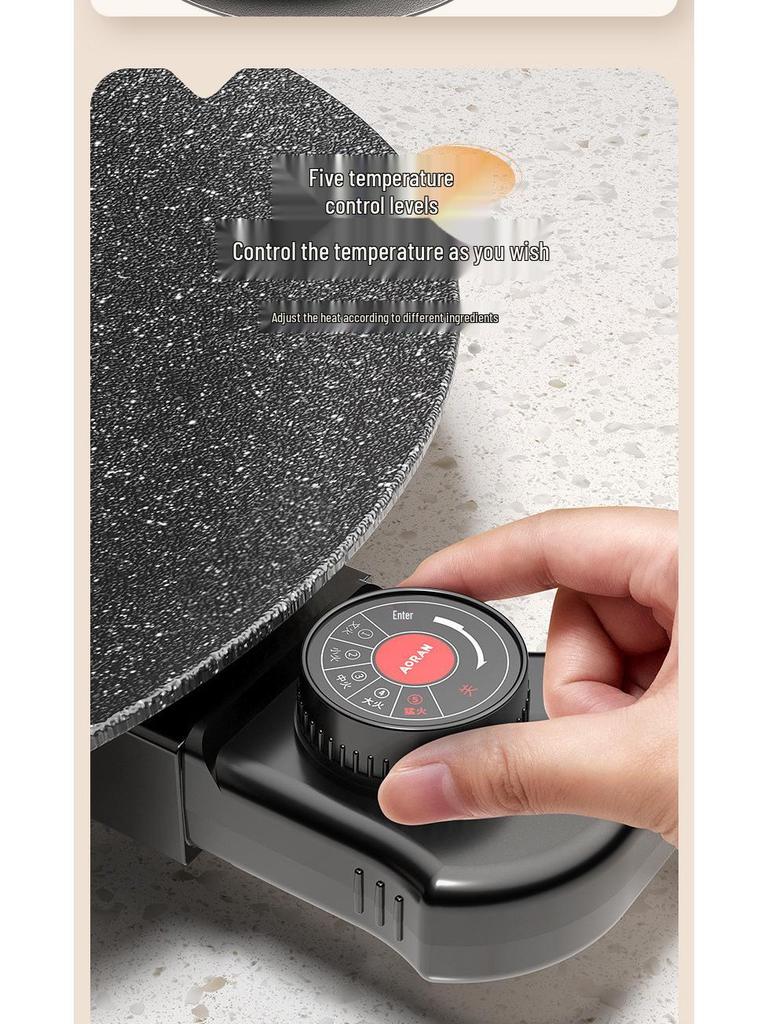 Korean Round Maifan Stone Grill Pan: Multifunctional Non-Stick Electric BBQ Plate