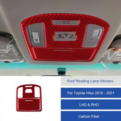 2x Red Carbon Fiber Car Front Reading Light Panel Sticker For Toyota Hilux 15-21