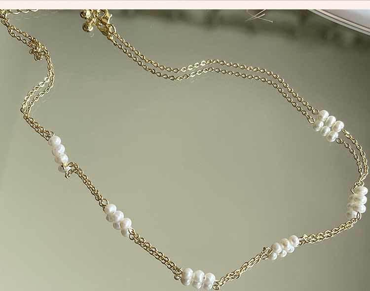 18K Gold-Plated Freshwater Pearl Necklace - Stylish Titanium Steel Clavicle Chain