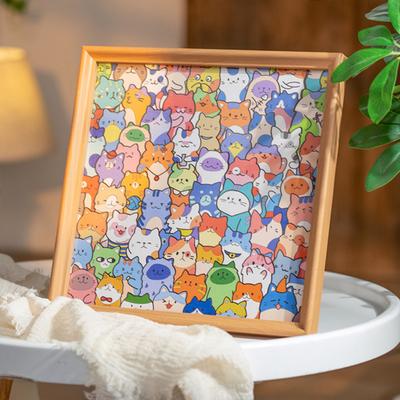 DIY Wooden Cat Coloring Puzzle with Frame Pens 2-in-1 Coloring Irregular Jigsaw Puzzle Craft Kit 3D Puzzle Photo Frame Ornament Decoration