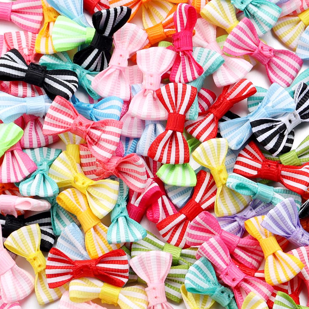 50pcs/Lot Striped Bows Polyester Ribbon Bows Handmade Bows For Jewelry Making DIY Hair Clip Headband Clothing Crafts Decoration
