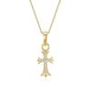 European & American K-Heart Diamond Double Cross Punk Clavicle Necklace - Real Gold-Plated Niche Design.
