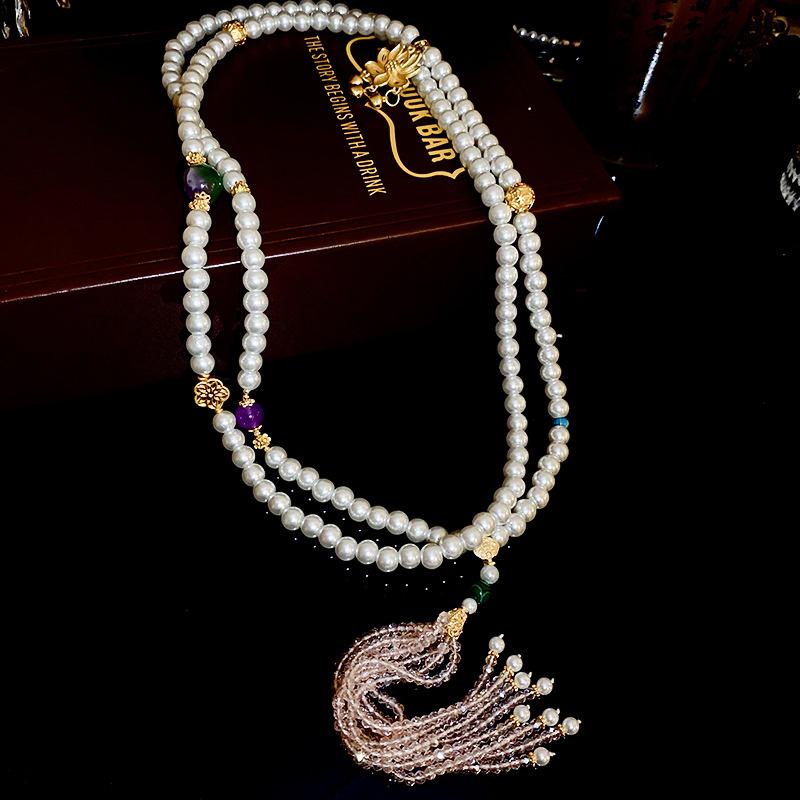 Покрытое настоящим золотом новое китайское ожерелье-бодичейн из жемчуга лотоса, антикварное многослойное ожерелье-чокер с темпераментом, цепочка для ключиц