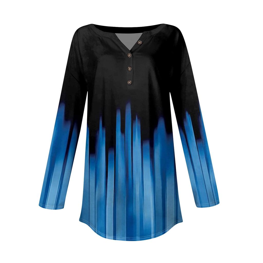 Tee Shirts For Women Fall Casual Long Sleeve Button Shirts Sweatshirt Vintage Graphic Printing Top Pullover