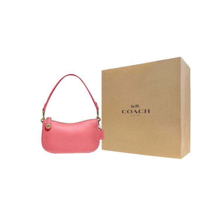 Coach Swinger 20 Solid Color Chain Leather Underarm Bag Mahjong Bag Handheld Crossbody Shoulder Bag Women Bags Pink C2643-B4RRJ