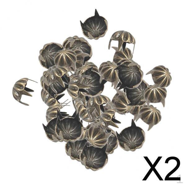 2x50pcs Pumpkin Studs Metal Claw Nailhead Stud Rivet Spikes Bronze , Bronze, 2 Pcs
