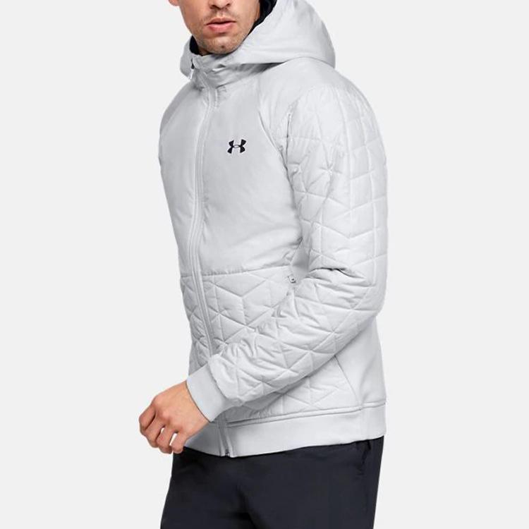 Under Armour Sports Training Warm Hooded Jacket Men Jacket White Gray 1342692-014