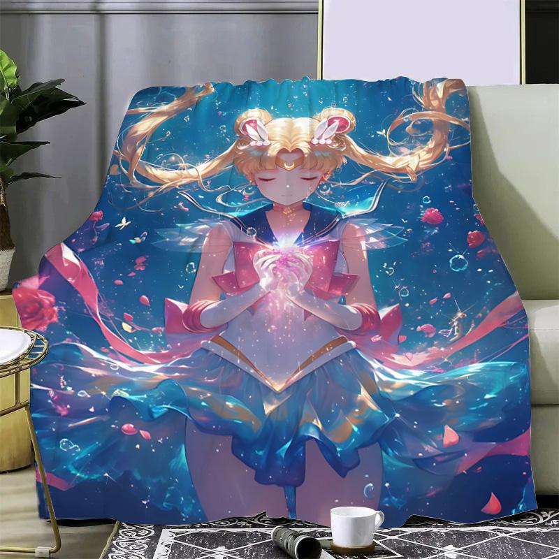 Japan Anime Cute Printed Blanket Picnic Blankets Warm Blanket and Comfortable S-Sailor M-MoonS Blanket Home Travel Birthday Gift