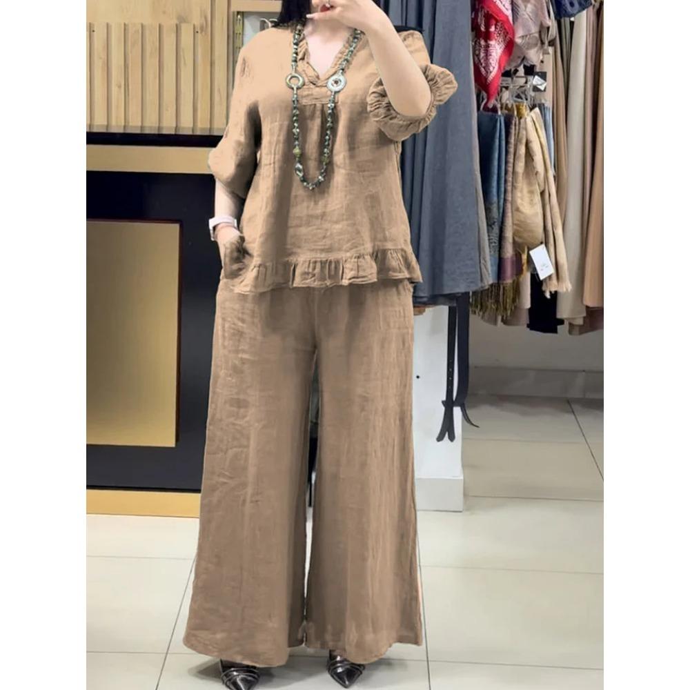 Fashionable Casual Loose Short-sleeved Plus-size Suit for Women