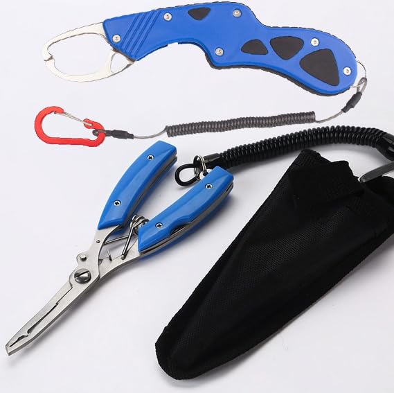 Fish Grip Lure Pliers Strong Stainless Safety Pliers Fish Safety Lock 2-Piece & Set, Fixation, One-Hand Operation, Portable, Rust-Resistant,