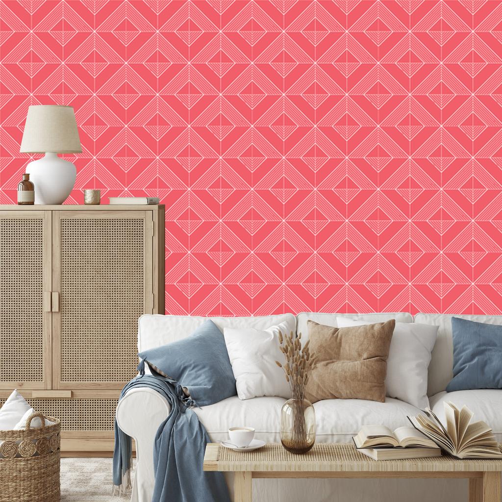 Wallpaper Geometric rhombuses coral, mountain coral 50x1000