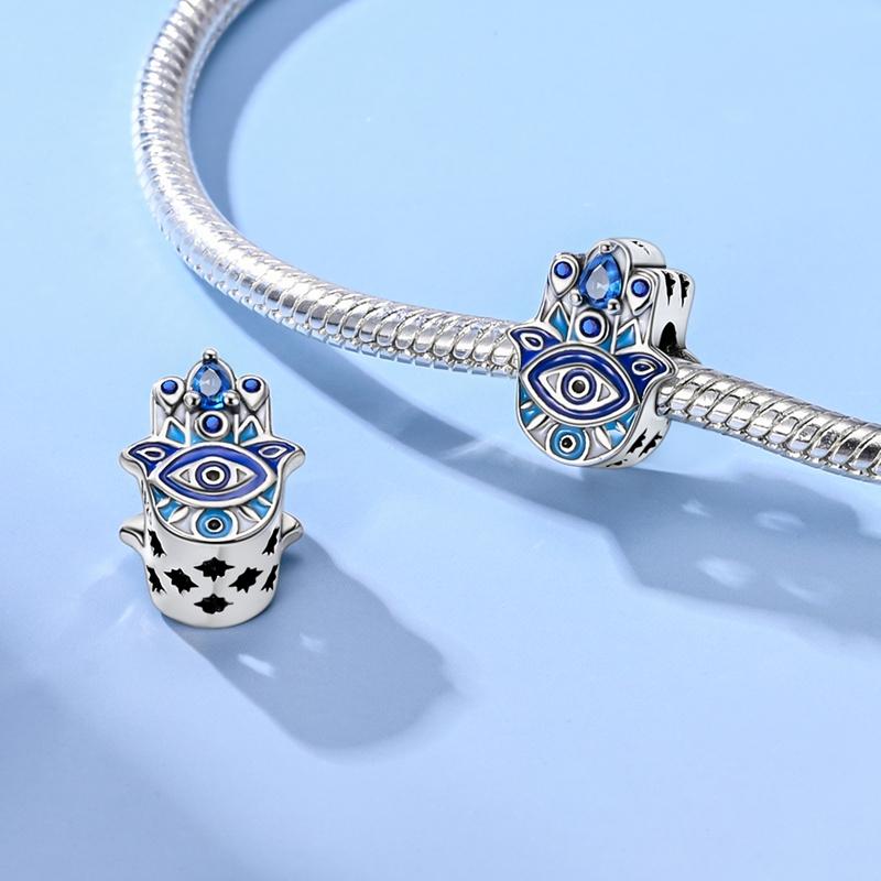 Blue Copper Plated Devil'S Eye Love Heart Charms Beads Fit Women Bracelets Diy Pendants Jewelry Gift