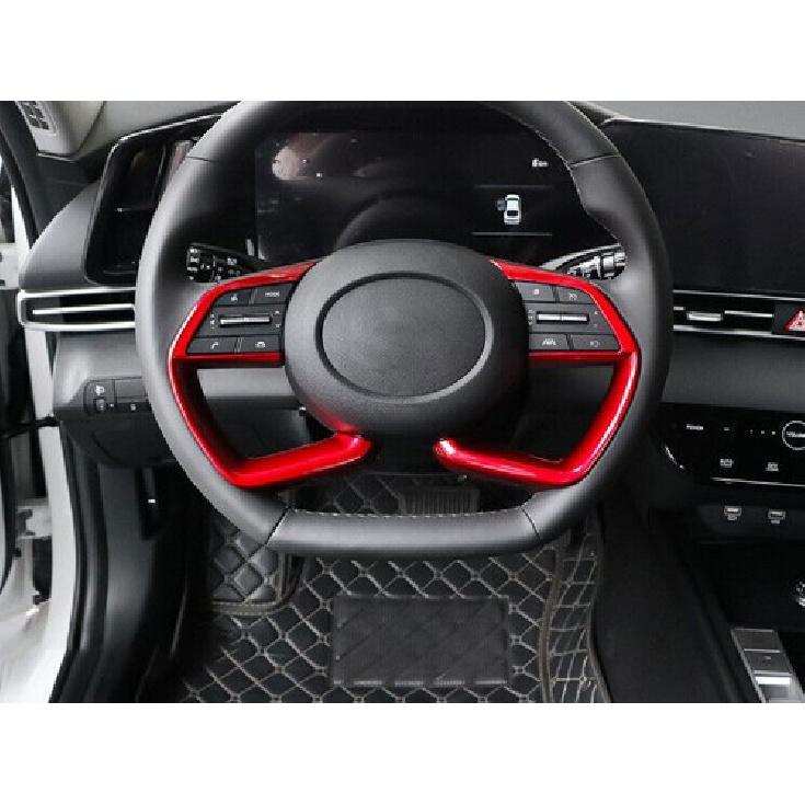 For Hyundai Elantra 2021-23 Red Glossy Steering Wheel Button Frame Trim 2PCS Fit