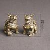 2 Packs Gold Lion Figurine Feng Shui Decor Copper Carvings Tabletop Vintage Antique Mini
