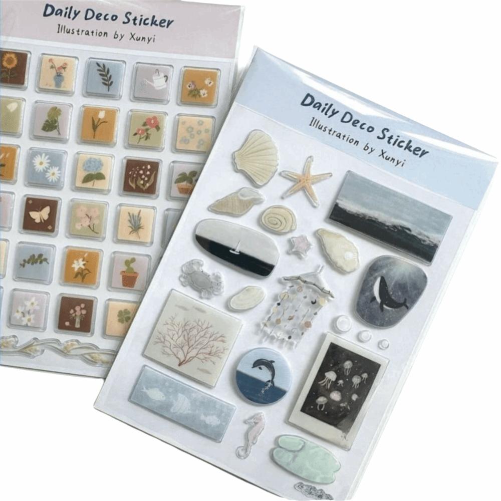 Self-adhesive Decoration 3D Jelly Stickers Cartoon Ocean World Journal Stickers  Tablet Computers