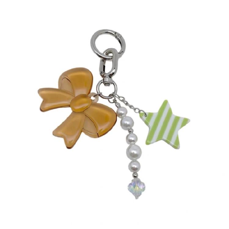 Lightweight Bowknot Charm Keychain For Handbags User Friendly Acrylic Alloy Gift For Birthdays And Special Event