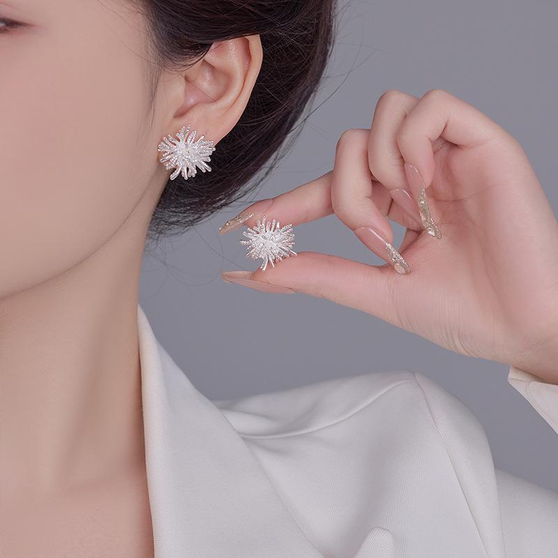 Luxury Dandelion Earrings For Women Vintage Exaggerated Design Elegant Statement Jewelry Gift