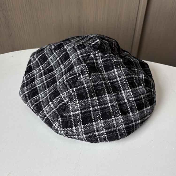 Cute and Sweet Literary Plaid Beret Children Spring and Autumn New Trendy Fashion Street Octagonal Hat Versatile Show Small Face