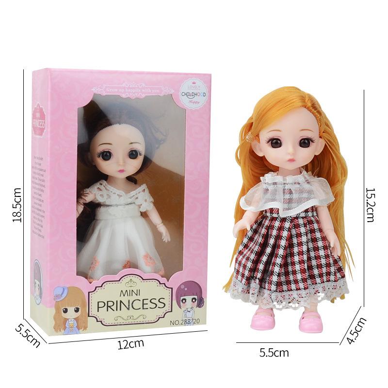 1pc Mini Cute Doll Girl Simulation Princess Costume Doll Model Random Style Accompanies Doll With Movable Joints